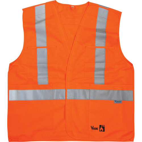 Vestes de s&eacute;curit&eacute; ignifug&eacute;es, Orange haute visibilit&eacute;, Moyen/Petit, Polyester Moffatt Supply & Specialties