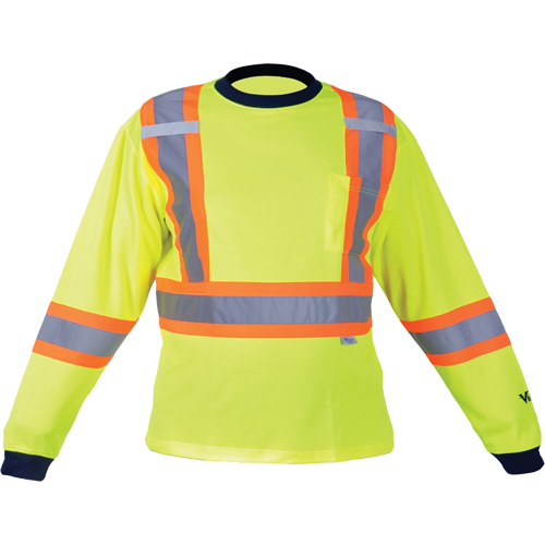 Safety Long Sleeve Shirt, Polyester, Medium, High Visibility Lime-Yellow Moffatt Supply & Specialties
