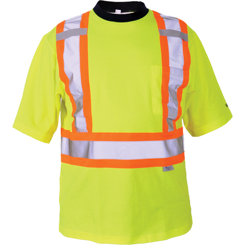 Safety T-Shirt, Polyester, Medium, High Visibility Lime-Yellow Moffatt Supply & Specialties