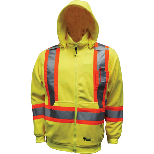 Safety Fleece Hoodie, Polyester, Small, High Visibility Lime-Yellow Moffatt Supply & Specialties
