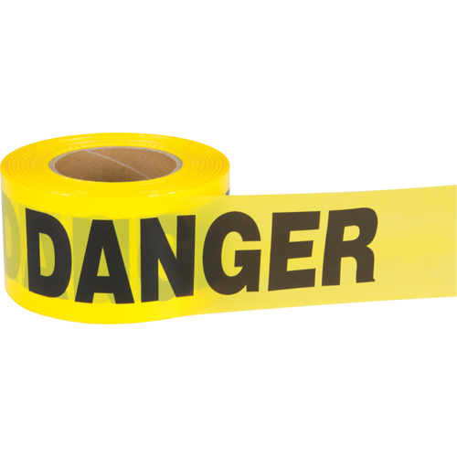 Ruban pour barricade Danger, Bilingue, 3" la x 1000' lo, 1,5 mil, Noir sur jaune Moffatt Supply & Specialties