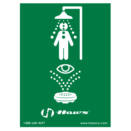 Emergency Shower/Eyewash Sign, 24" x 18", Plastic, Pictogram Moffatt Supply & Specialties