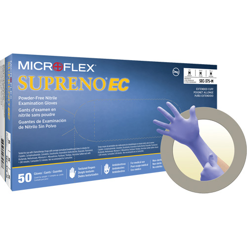 Gants Supreno EC, Petit, Nitrile, 5,5-mil, Sans poudre, Mauve, Classe 2 Moffatt Supply & Specialties