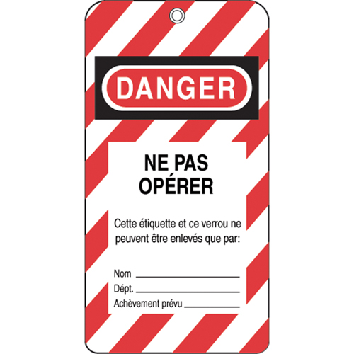 Lockout Tags, Plastic, 3" W x 5-3/4" H, French Moffatt Supply & Specialties