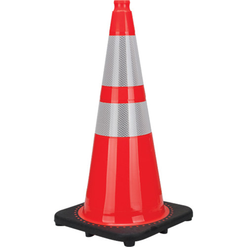 C&ocirc;ne de signalisation de premi&egrave;re qualit&eacute;, 28", Orange, Bande(s) r&eacute;fl&eacute;chissante(s) 4" & 6" Moffatt Supply & Specialties
