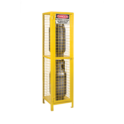 Gas Cylinder Cabinets, 2 Cylinder Capacity, 17" W x 17" D x 69" H, Yellow Moffatt Supply & Specialties