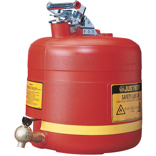 Bidon avec robinet s&eacute;curitaires pour laboratoires, Type I, Acier, 5 gal. US, Rouge, Homologu&eacute; FM Moffatt Supply & Specialties