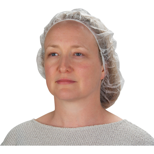 Bonnets bouffants non tiss&eacute;s, Polypropyl&egrave;ne, 21"/Grand, Blanc Moffatt Supply & Specialties