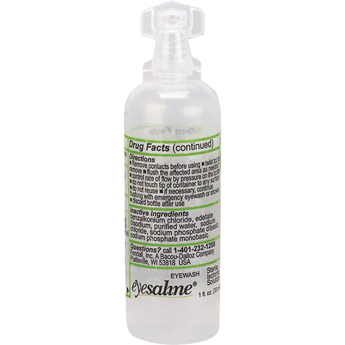 Saline Eyewash Bottles, Full Bottle, 1 oz. Moffatt Supply & Specialties