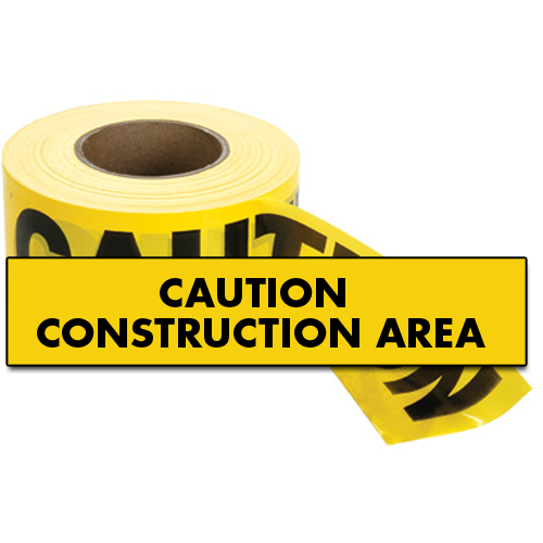 Rubans standards pour barricades, Anglais, 3" la x 1000' lo, 2 mils, Noir sur jaune Moffatt Supply & Specialties