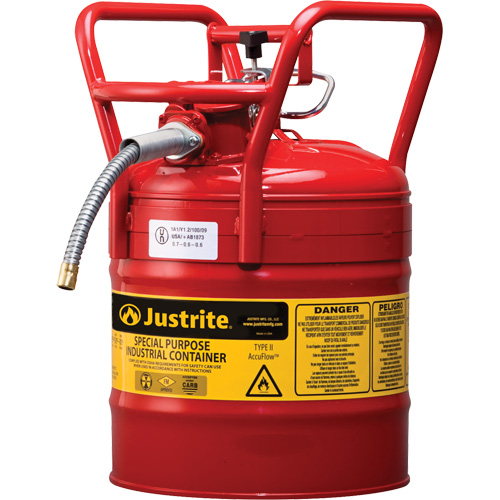 D.O.T. AccuFlow Safety Cans, Type II, Steel, 5 US gal., Red, FM Approved Moffatt Supply & Specialties