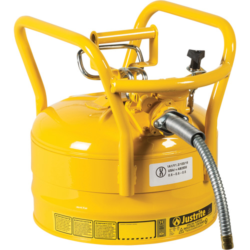 Bidons s&eacute;curitaires D.O.T. de AccuFlow, Type II, Acier, 2,5 gal. US, Jaune, Homologu&eacute; FM Moffatt Supply & Specialties