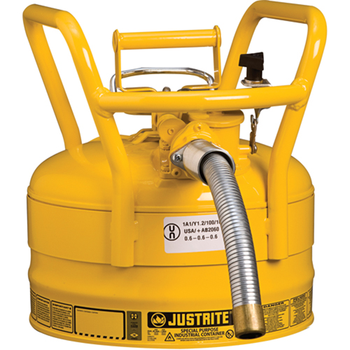 D.O.T. AccuFlow Safety Cans, Type II, Steel, 2.5 US gal., Yellow, FM Approved Moffatt Supply & Specialties