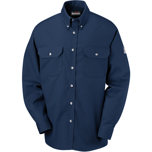Flame-Resistant Cool Touch&reg; 2 Button Front Deluxe Shirts, Small, Navy Blue Moffatt Supply & Specialties