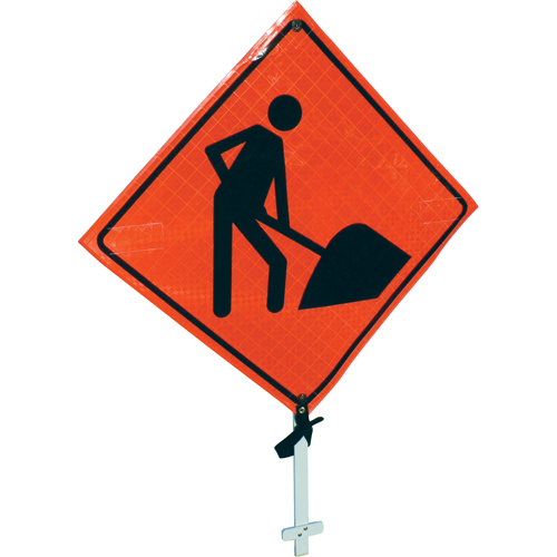 Men At Work Pole Sign, 24" x 24", Vinyl, Pictogram Moffatt Supply & Specialties