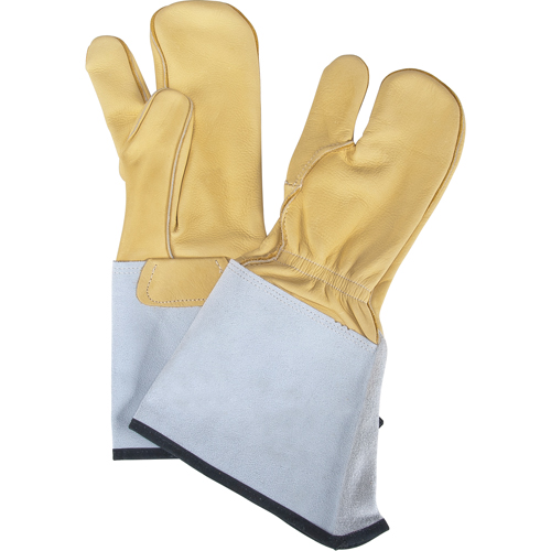 3-Finger Gloves, Medium, Grain Cowhide Palm Moffatt Supply & Specialties