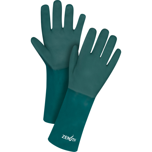 Double Dipped Green Gloves, 14" L, PVC, Cotton Jersey Inner Lining, 70-mil Moffatt Supply & Specialties