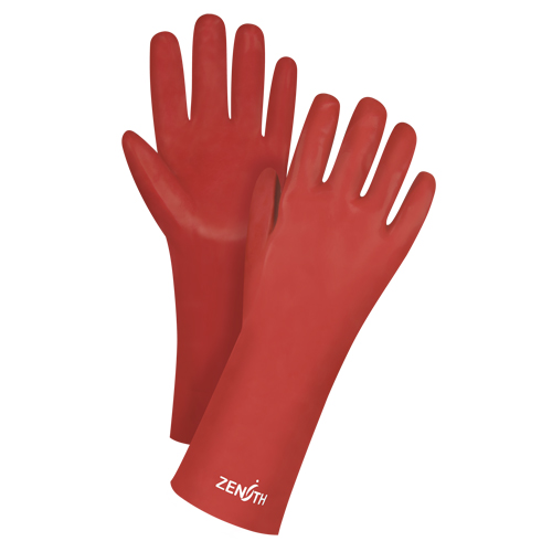 Red Smooth-Finish Chemical-Resistant Gloves, Size 9, 14" L, PVC, Interlock Inner Lining, 47-mil Moffatt Supply & Specialties