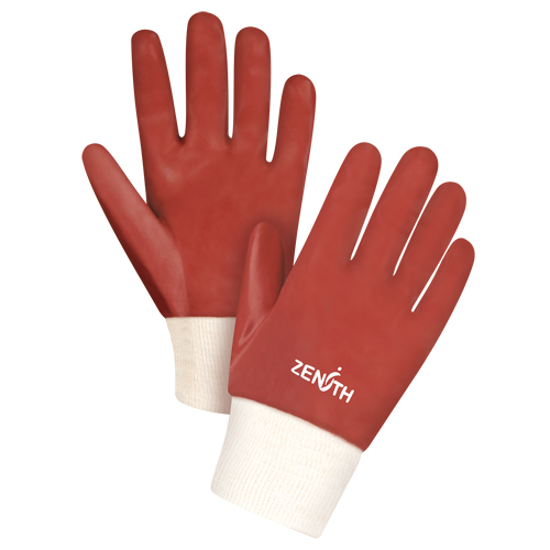 Gants rouges &agrave; fini doux r&eacute;sistants aux produits chimiques, Taille Grand/9, 10" lo, PVC, Doublure en Interlock, 47-mil Moffatt Supply & Specialties