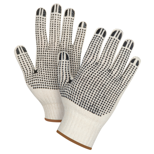Heavyweight Double-Sided Dotted String Knit Gloves, Poly/Cotton, Double Sided, 7 Gauge, Large Moffatt Supply & Specialties
