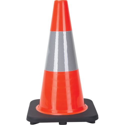 C&ocirc;ne de signalisation, 18", Orange, Bande(s) r&eacute;fl&eacute;chissante(s) 6" Moffatt Supply & Specialties