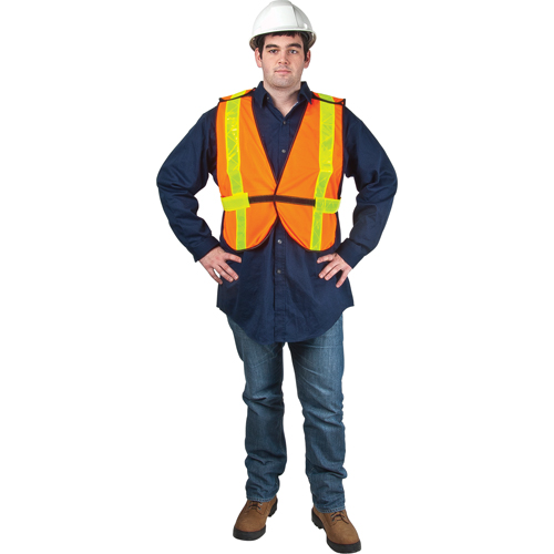 Standard-Duty Safety Vest, High Visibility Orange, Medium, Polyester Moffatt Supply & Specialties