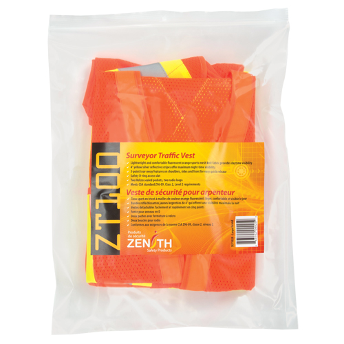 Surveyor's Safety Vest, High Visibility Orange, Large, Polyester Moffatt Supply & Specialties