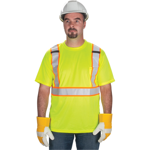 CSA Compliant T-Shirt, Polyester, Medium, High Visibility Lime-Yellow Moffatt Supply & Specialties