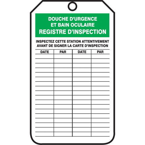 &eacute;tiquettes de s&eacute;curit&eacute; d'inspection et de contr&ocirc;le de l'&eacute;tat de l'&eacute;quipement, Papier cartonn&eacute;, 3-1/8" la x 5-7/8" h, Français Moffatt Supply & Specialties