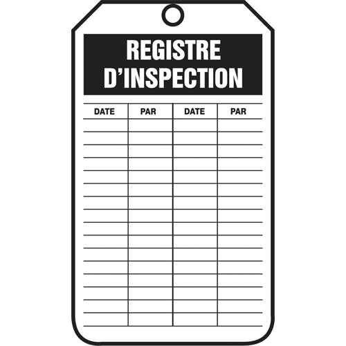 &eacute;tiquettes de s&eacute;curit&eacute; d'inspection et de contr&ocirc;le de l'&eacute;tat de l'&eacute;quipement, Papier cartonn&eacute;, 3-1/8" la x 5-7/8" h, Français Moffatt Supply & Specialties