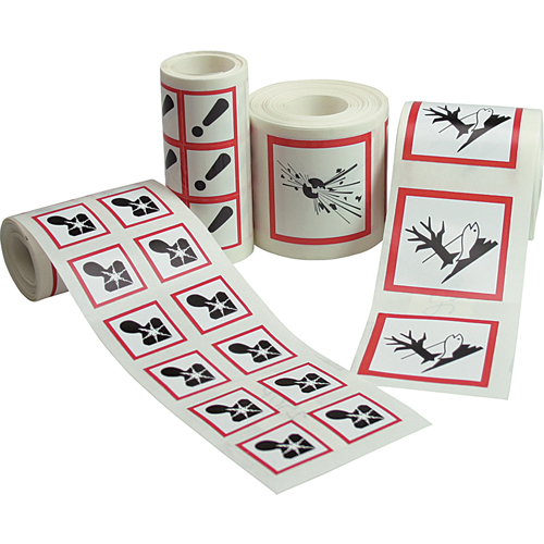 &eacute;tiquettes avec pictogrammes SGH, Papier, Rouleau, 4" lo x 4" la Moffatt Supply & Specialties