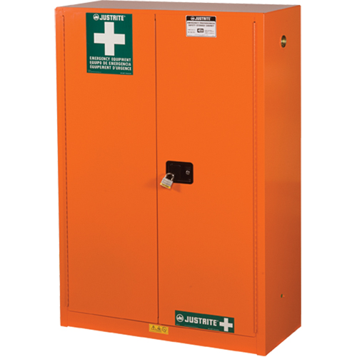 Emergency Preparedness Storage Cabinets, Steel, 4 Shelves, 65" H x 43" W x 18" D, Orange Moffatt Supply & Specialties