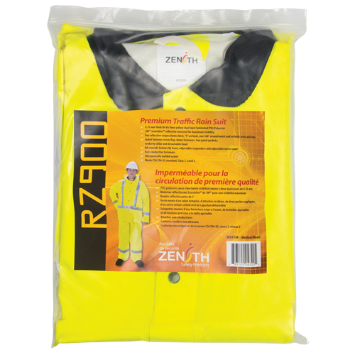 RZ900 Premium Traffic Rain Suit, Polyester/PVC, Medium, Lime-Yellow Moffatt Supply & Specialties