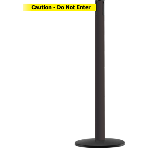Montant pour syst&egrave;me Advance TensaBarrier, Acier, 36" h, Ruban Noir/Jaune, Longueur du ruban 7,5' Moffatt Supply & Specialties