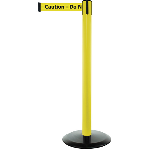 Montant pour syst&egrave;me Advance TensaBarrier, Acier, 36" h, Ruban Noir/Jaune, Longueur du ruban 7,5' Moffatt Supply & Specialties