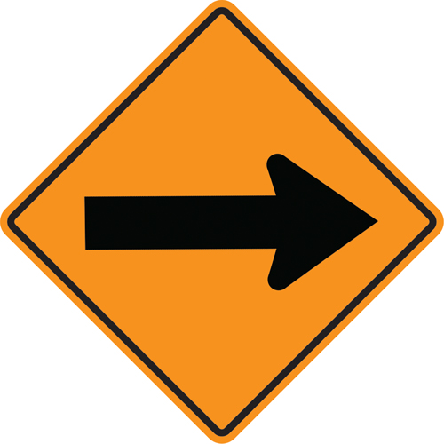 Arrow Roll-Up Temporary Conditions Sign , 24" x 24", Vinyl, Pictogram Moffatt Supply & Specialties
