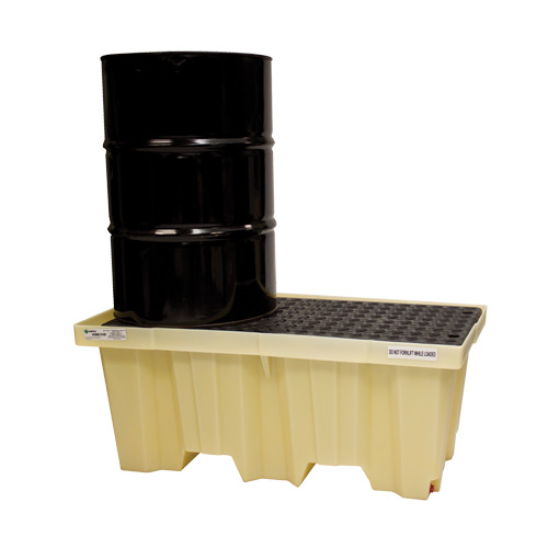 Nestable 2-Drum Poly-Spillpallet Without Drain, 66 US gal. Spill Capacity, 51" x 26" x 21" Moffatt Supply & Specialties
