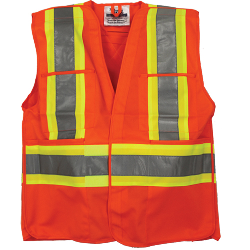Traffic Safety Vest, High Visibility Orange, 2X-Large/3X-Large, Polyester Moffatt Supply & Specialties