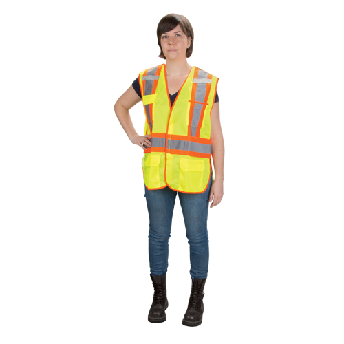 Veste d'arpenteur haute visibilit&eacute;, conforme &agrave; la CSA, Jaune lime haute visibilit&eacute;, Moyen, Polyester Moffatt Supply & Specialties