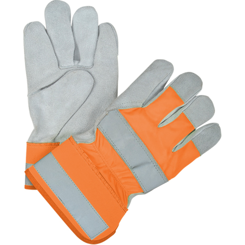 Gants d'ajusteur haute visibilit&eacute; de premi&egrave;re qualit&eacute;, Grand, Paume en Cuir de vache refendu, Doublure en Thinsulate Moffatt Supply & Specialties