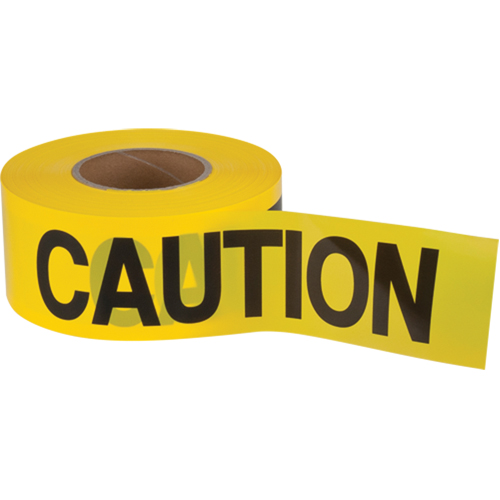 "Caution" Barricade Tape, English, 3" W x 1000' L, 2 mils, Black on Yellow Moffatt Supply & Specialties