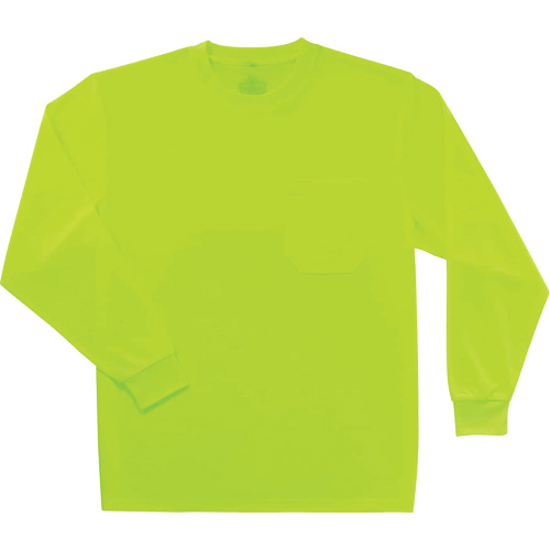 GloWear 8091 Non-Certified Long Sleeve T-Shirt, Polyester, Small, High Visibility Lime-Yellow Moffatt Supply & Specialties