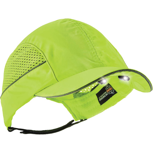 Skullerz&reg; 8960 Long Brim Bump Cap with LED Lighting, High Visibility Lime Green Moffatt Supply & Specialties