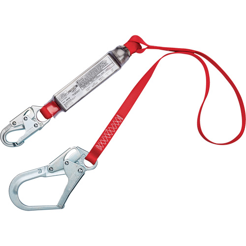 Shock-Absorbing Lanyard, 4', Snap Hook Center, Rebar Hook Leg Ends, Polyester Moffatt Supply & Specialties