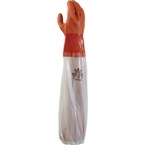 640 Chemical-Resistant Gloves, Size Medium, 25" L, PVC, Cotton Inner Lining, 43.3-mil Moffatt Supply & Specialties