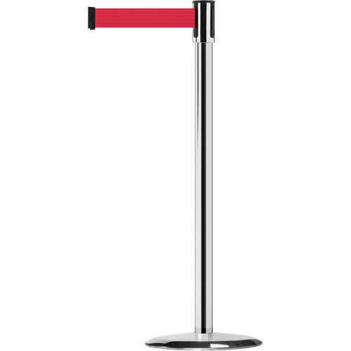 Montant pour barri&egrave;re Slimline TensaBarrier, Acier, 38" h, Ruban Rouge, Longueur du ruban 7,5' Moffatt Supply & Specialties