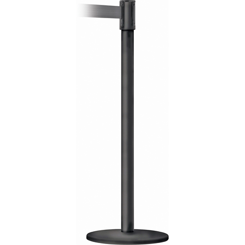 Montant pour barri&egrave;re Slimline TensaBarrier, Acier, 38" h, Ruban Noir, Longueur du ruban 7,5' Moffatt Supply & Specialties
