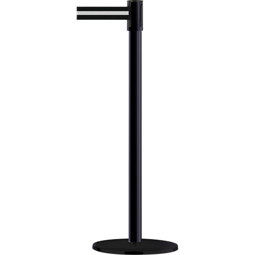 Montant pour barri&egrave;re Slimline TensaBarrier, Acier, 38" h, Ruban Noir/Blanc, Longueur du ruban 7,5' Moffatt Supply & Specialties