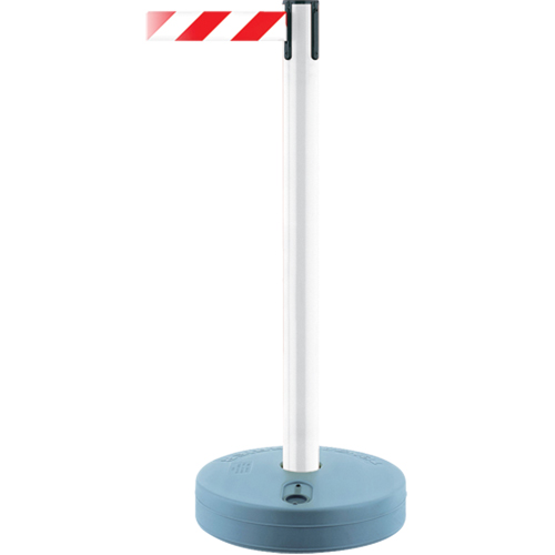 Outdoor TensaBarrier&reg; Barrier Post, Plastic, 37" H, Black/Yellow Tape, 7.5' Tape Length Moffatt Supply & Specialties