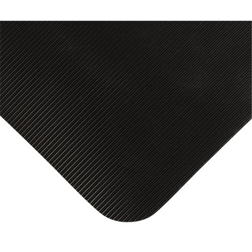 Tapis tr&egrave;s robuste pour panneau de contr&ocirc;le No 720, Ondul&eacute;, 3' x 10' x 5/8", Noir, PVC Moffatt Supply & Specialties